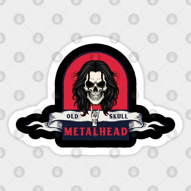 Old Skull – Metalhead Headbanger Sticker by Stylecombinator